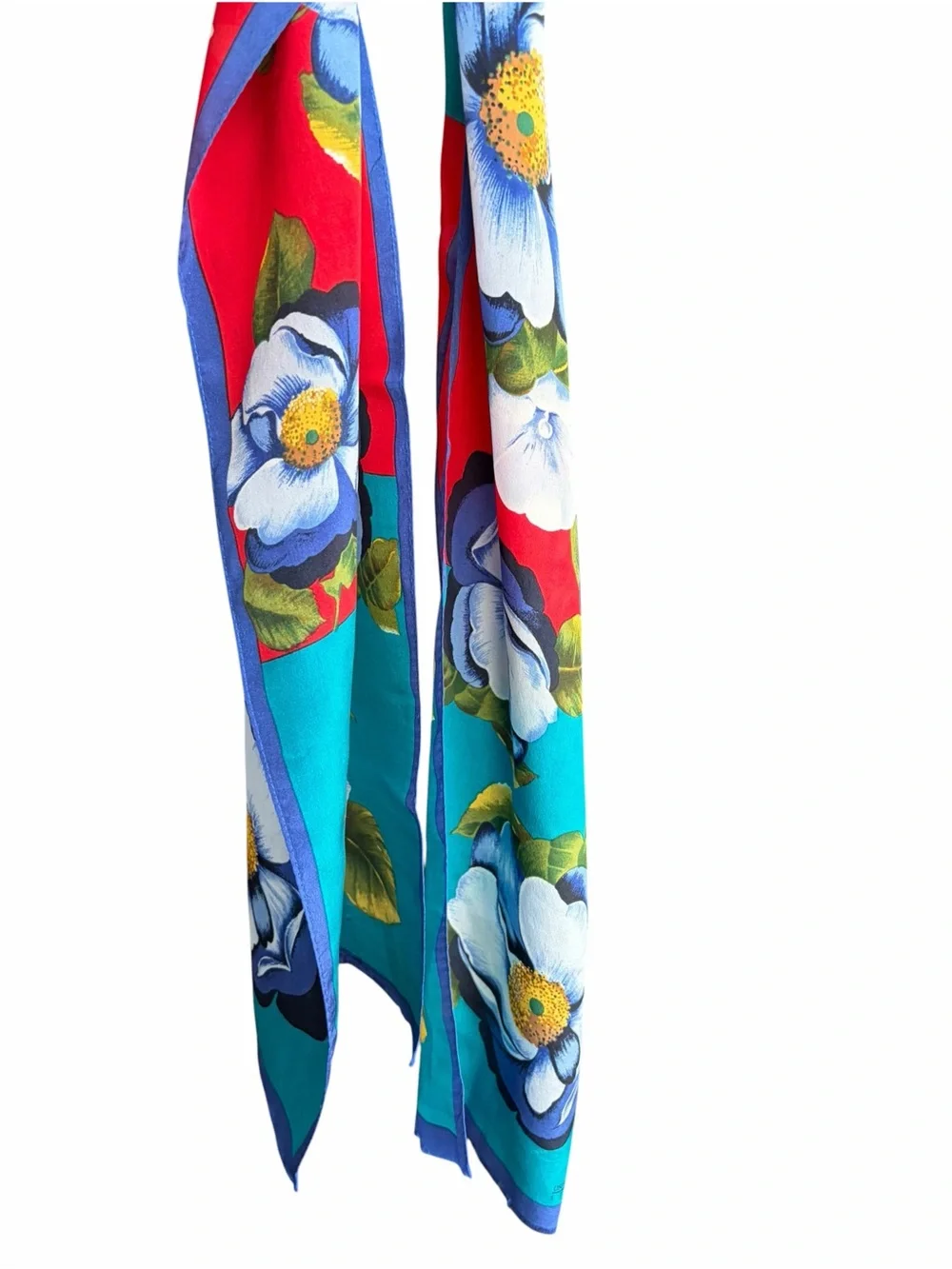 Vintage Oscar de la Renta Studio Floral Colorblock Scarf